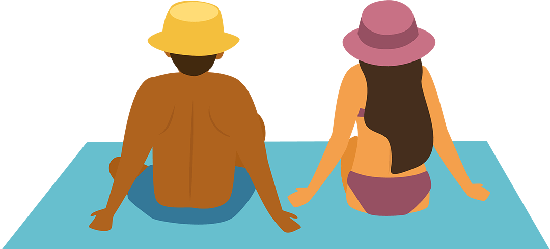 Man and woman sitting on blanket